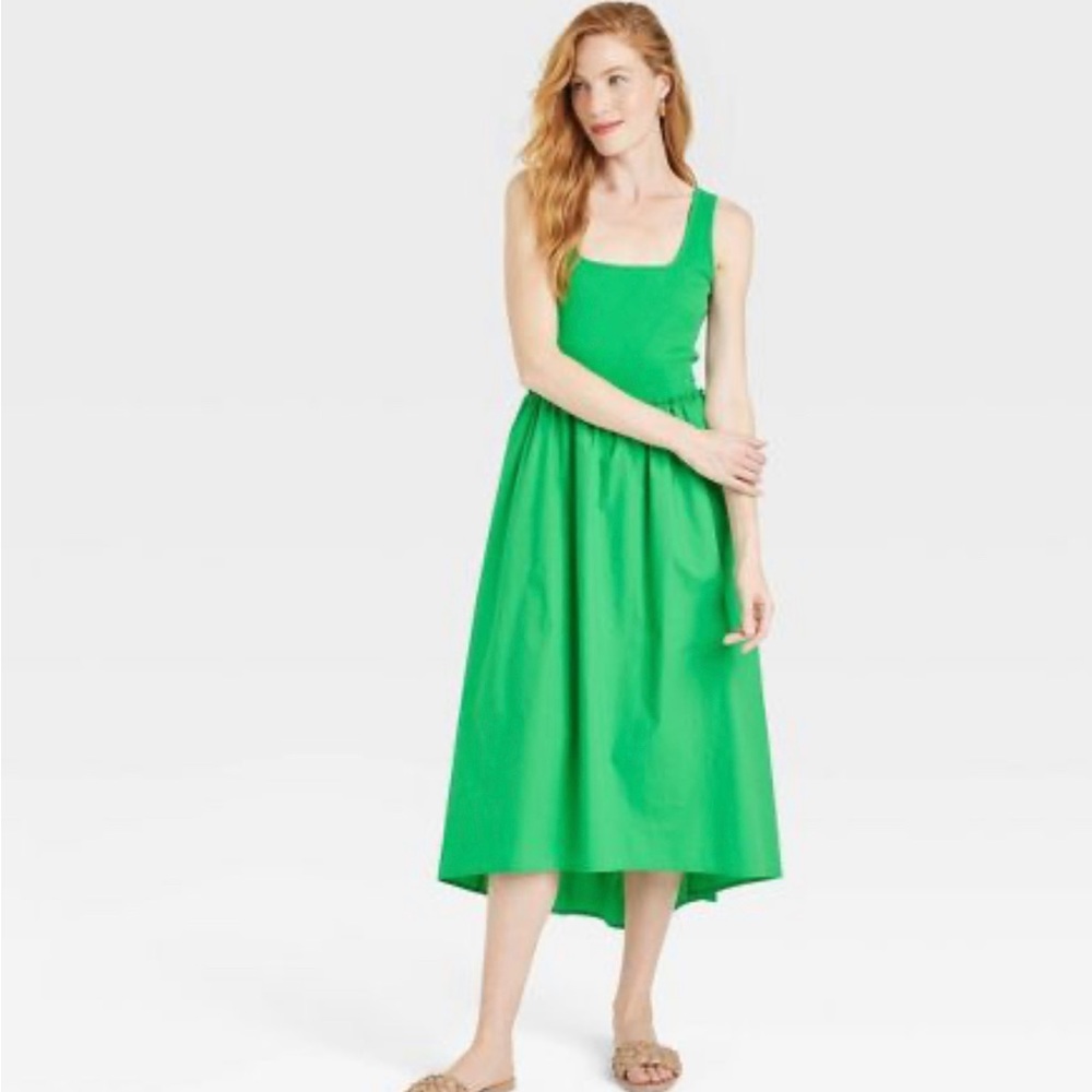NWT A New Day sleeveless green ballet fit and flare maxi midi dress XL